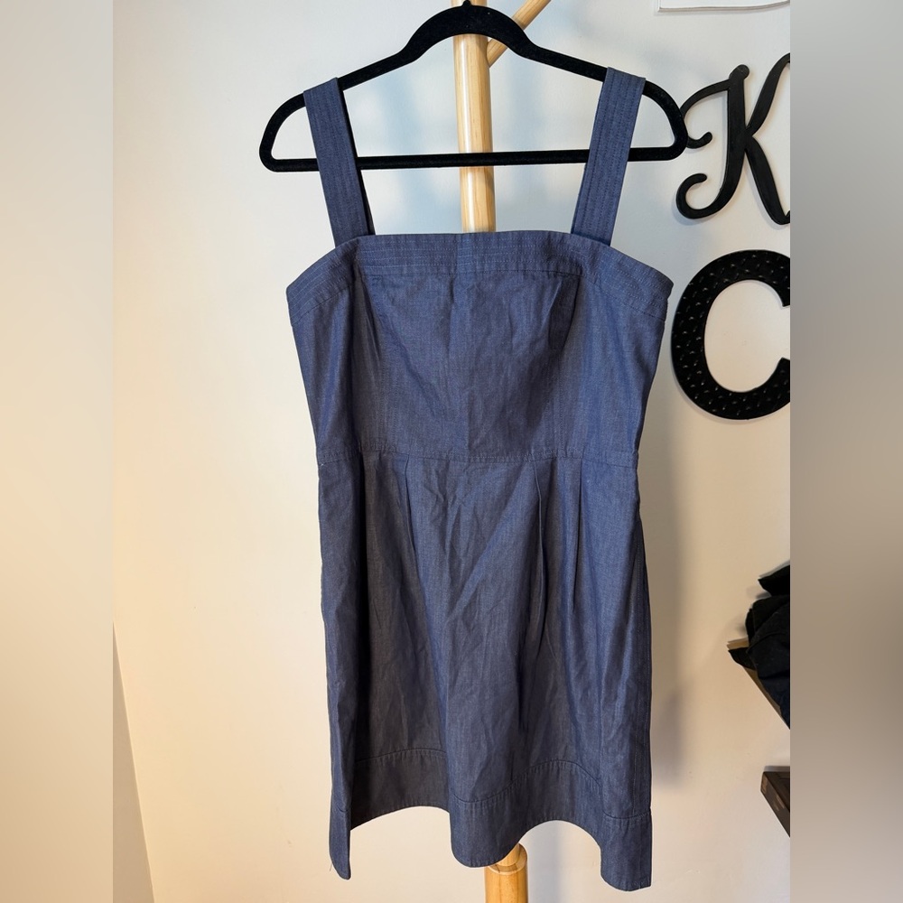 Ann Taylor 100% cotton Denim Chambray Sheath Dress Sz 10 Sleeveless or Strapless